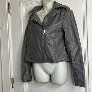 Faux grey leather jacket